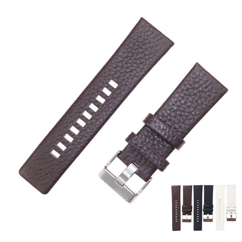 Litchi Pattern Leather Strap for Flat Mouth Strap DZ1657 DZ4323 DZ7313 Series Men and Women Watch Band Bracelet 22mm24mm26mm28mm