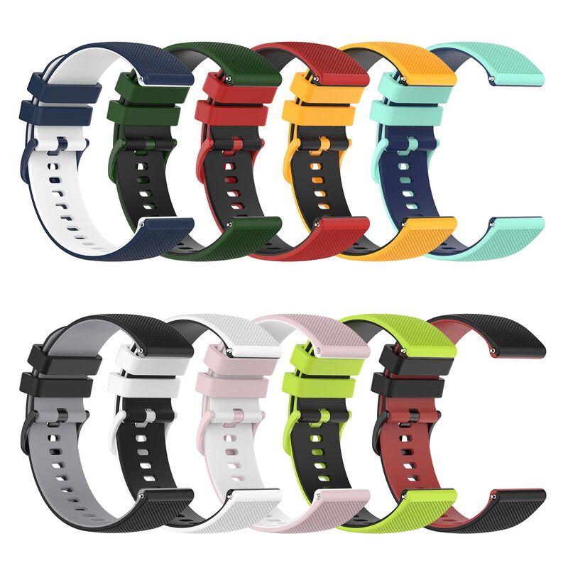 Small Check Two Color Silicone Watch Strap Dual Color Texture Wristband Replacement Band for Garmin Vivoactive4 Forerunner255