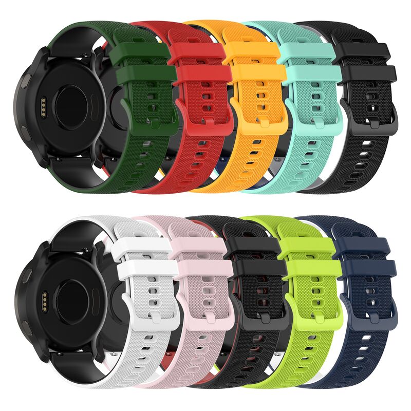 Small Check Two Color Silicone Watch Strap Dual Color Texture Wristband Replacement Band for Garmin Vivoactive4 Forerunner255