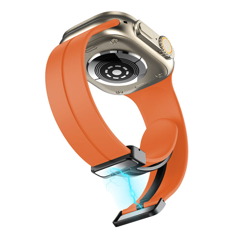 SWstrap Silicone Magnetic Folding Buckle I Watch Band Sport Soft Rubber Belt Smart Magnet Strap 1~7 Series for Apple Watch Ultra