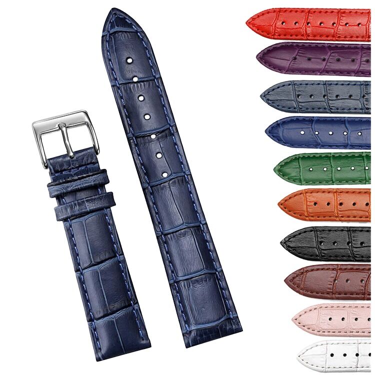Multicolor Genuine Calfskin Leather Smartwatch Strap Luxury Waterproof Replacement Band Slub Pattern Cheap Smartwatch Accessory
