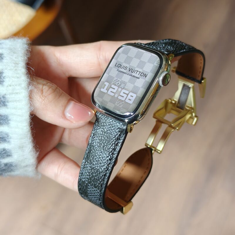 For Apple Watch 10(WB1010T) Women High Quality V-shaped Magnetic Clasp Genuine Leather Band Strap