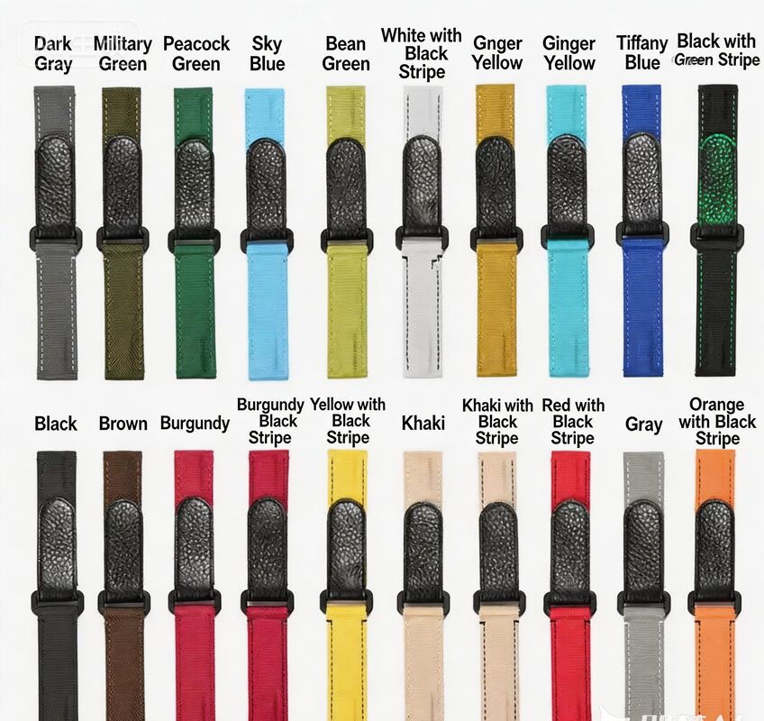 For Smartwatch Win-Win 20mm Nylon Top Grain Leather Watch Band Durable Strap Accessories with Breathable Feature