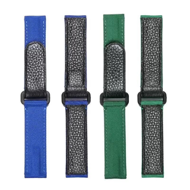 For Smartwatch Win-Win 20mm Nylon Top Grain Leather Watch Band Durable Strap Accessories with Breathable Feature