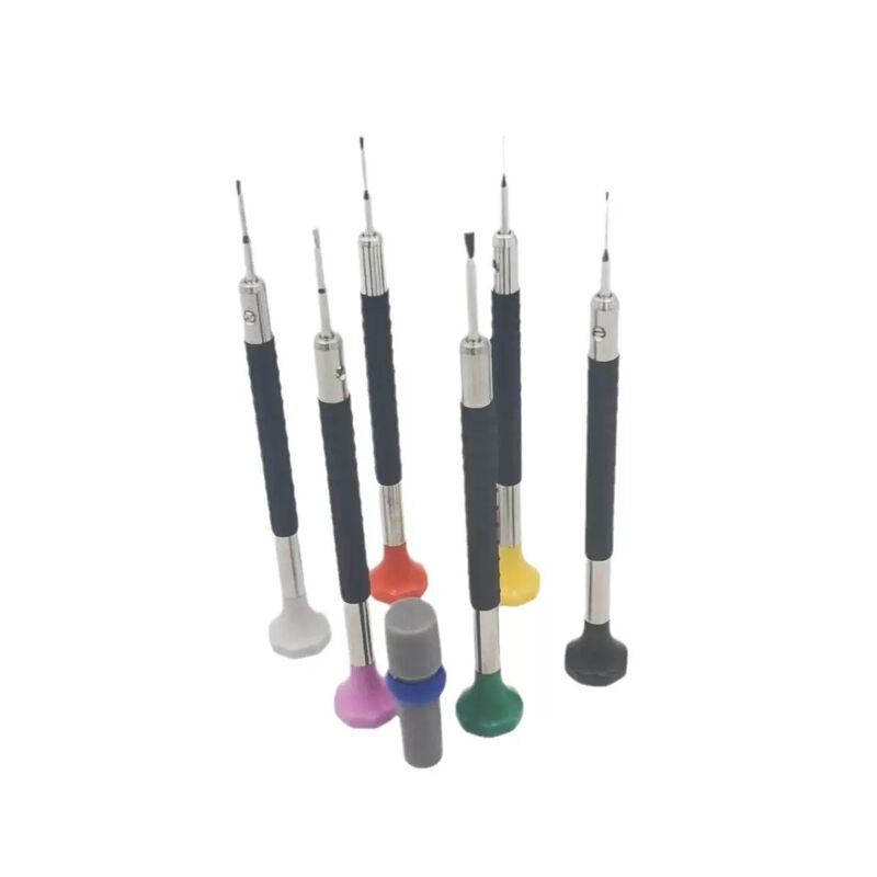 Octagonal 6Pcs Precision T-type Anti-slip Durable Watch Screwdriver Set Stainless Steel Black Handle Repair Tools Kit