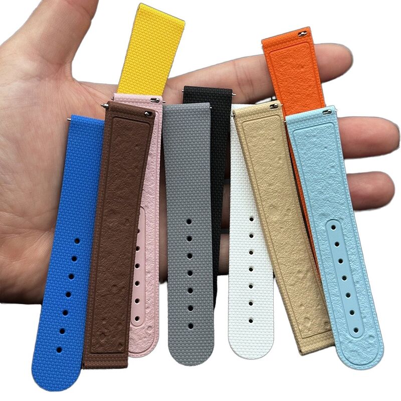 Wholesale Black White Grey 20MM FKM Adjustable Stainless Steel Buckle Sport Rubber Watch Strap for for Moonwatch