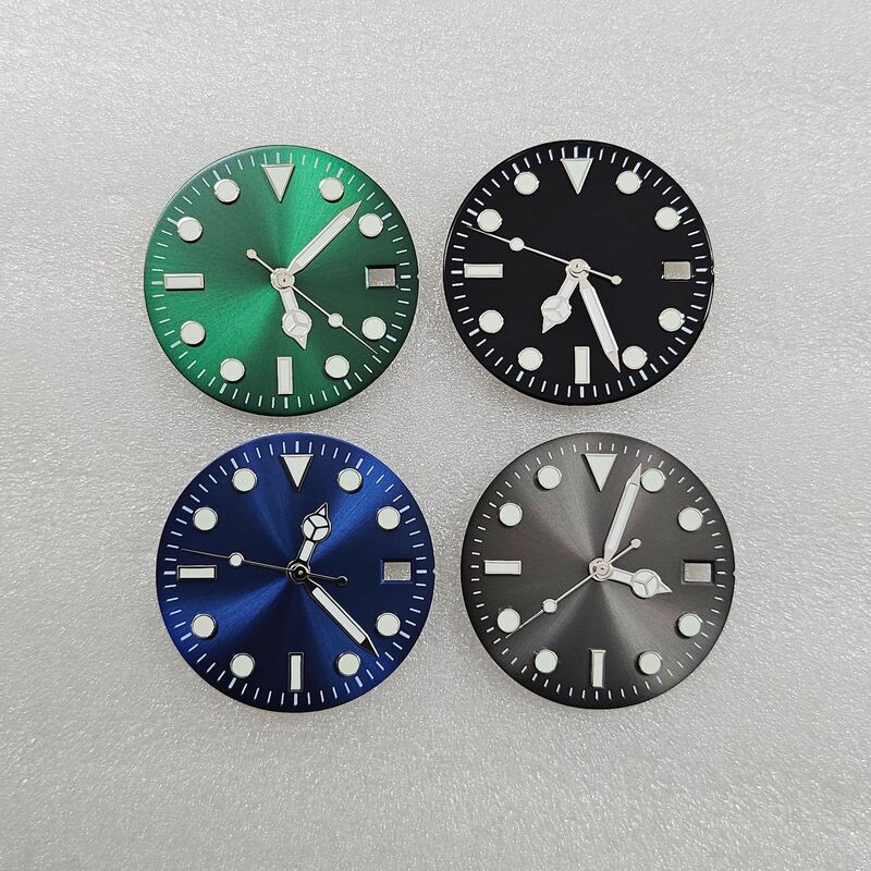 Watch Accessory Without Markings 28.5 mm Dial Sunburst Pattern Green Luminous Coating Suitable for NH35 NH36 4R36 Movement