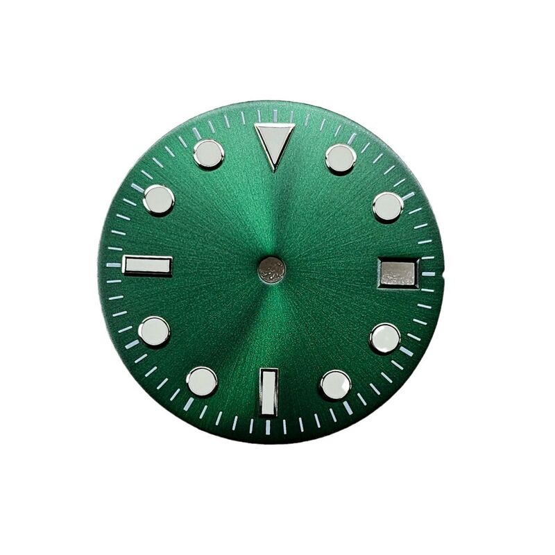Watch Accessory Without Markings 28.5 mm Dial Sunburst Pattern Green Luminous Coating Suitable for NH35 NH36 4R36 Movement