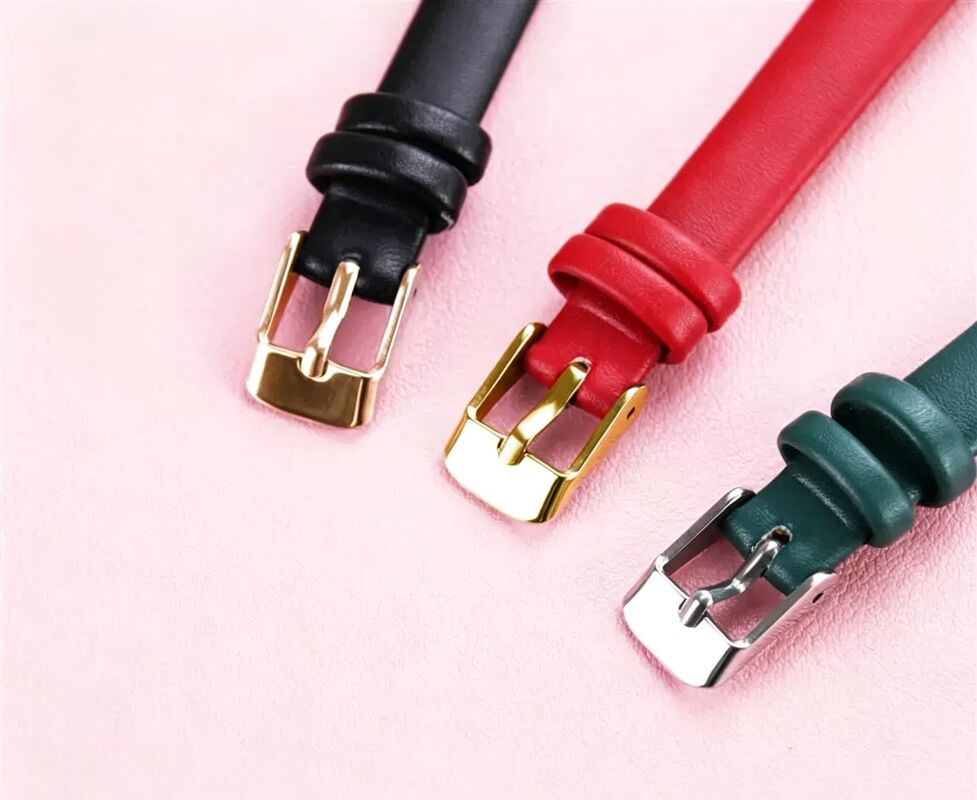 Soft Thin Genuine Leather Watch Band for Women Handmade Rose Gold Alloy Buckle Adjustable 8mm-22mm