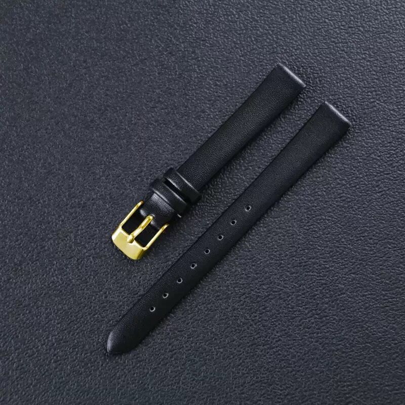 Soft Thin Genuine Leather Watch Band for Women Handmade Rose Gold Alloy Buckle Adjustable 8mm-22mm
