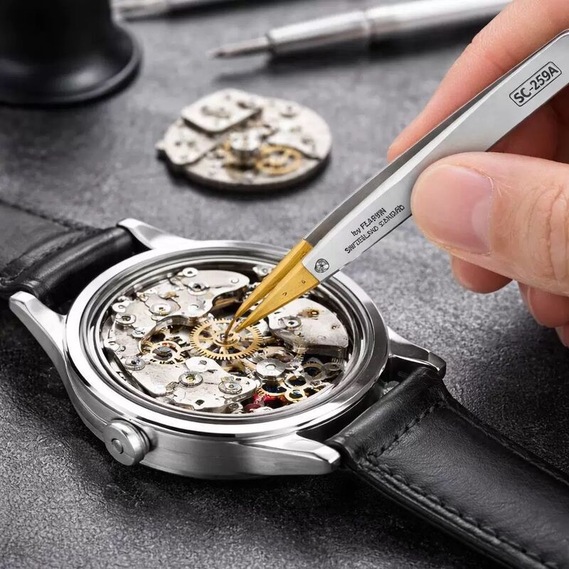 Handmade 27A Boxwood Watch Repair Tool High Quality Stainless Steel Tweezers for Holding Watch Parts for Watchmakers