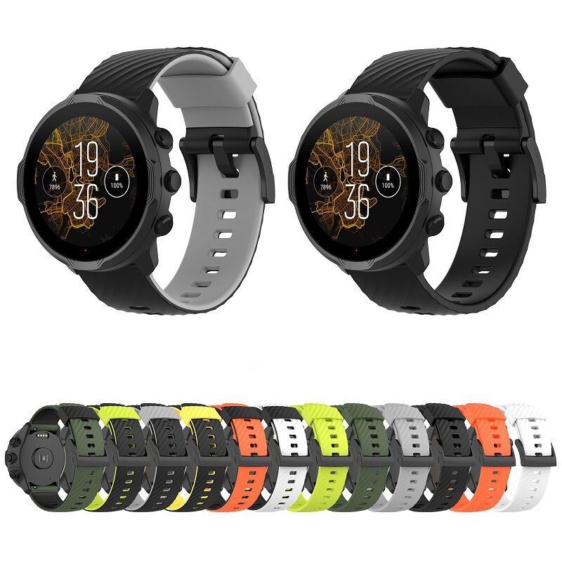 24mm Breathable Silicone Sport Strap for Men Women Smartwatch Compatible with Suunto 7/9/D5/Spartan Sport