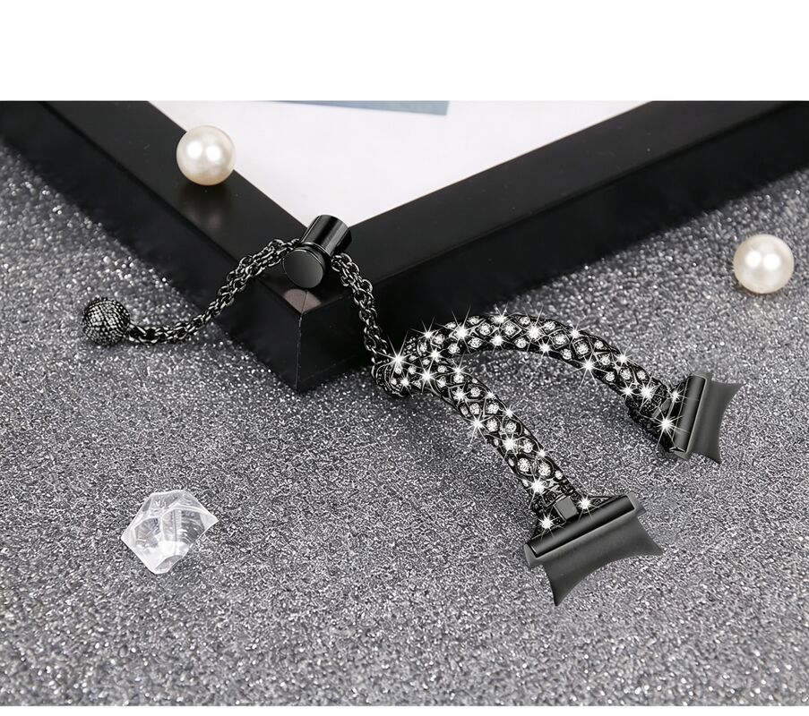 For for Watch 6 Luxury Alloy Watch Band with Diamond Accents for Women Black