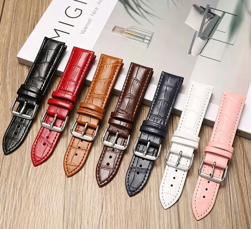 Luxury Sport Genuine Leather Watch Band Alligator Grain Bamboo Knot Pattern 22mm Universal Replacement Strap for Bangle