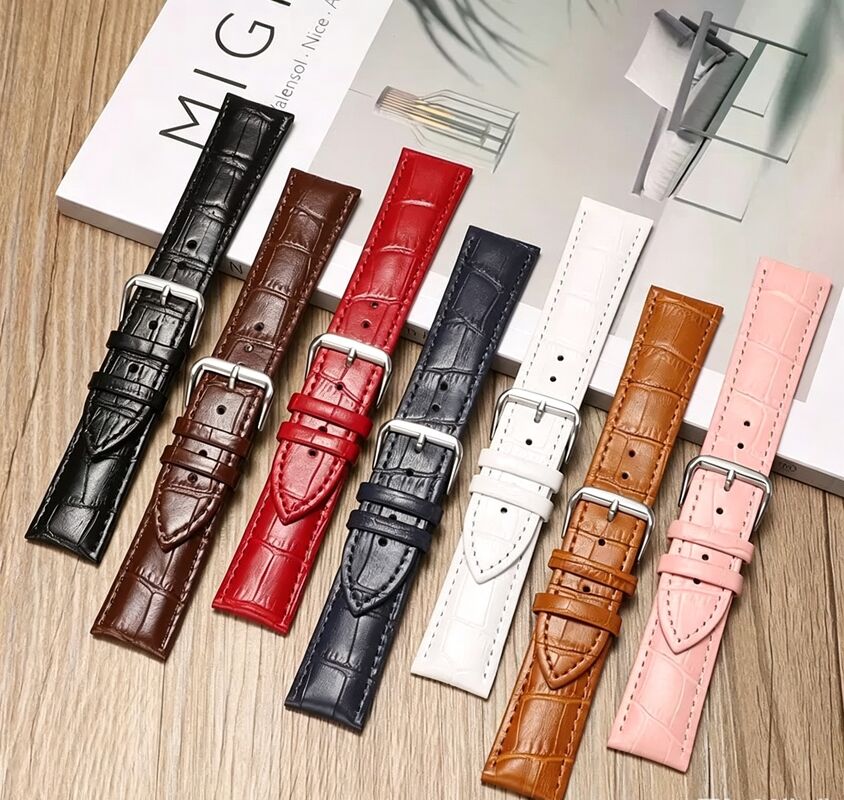 Luxury Sport Genuine Leather Watch Band Alligator Grain Bamboo Knot Pattern 22mm Universal Replacement Strap for Bangle