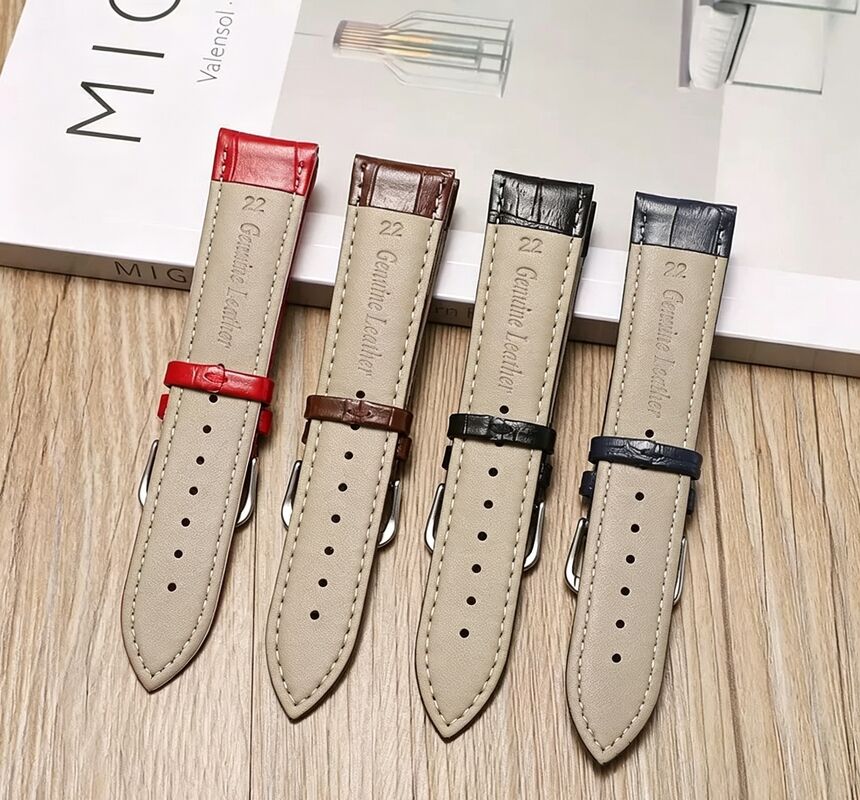 Luxury Sport Genuine Leather Watch Band Alligator Grain Bamboo Knot Pattern 22mm Universal Replacement Strap for Bangle