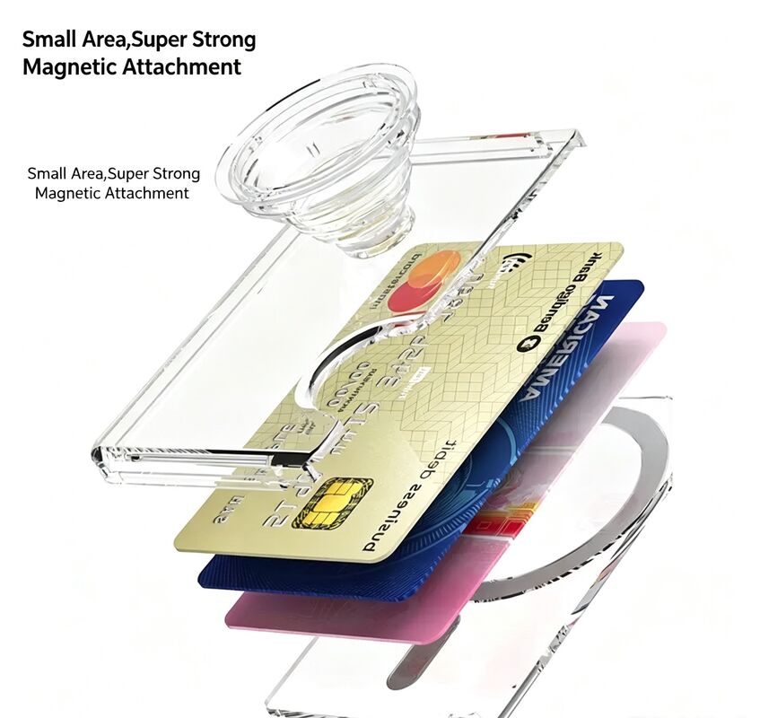 For Magnetic Phone Wallet Expandable Grip Card Holder with for Adapter Ring Wireless Charging Compatible