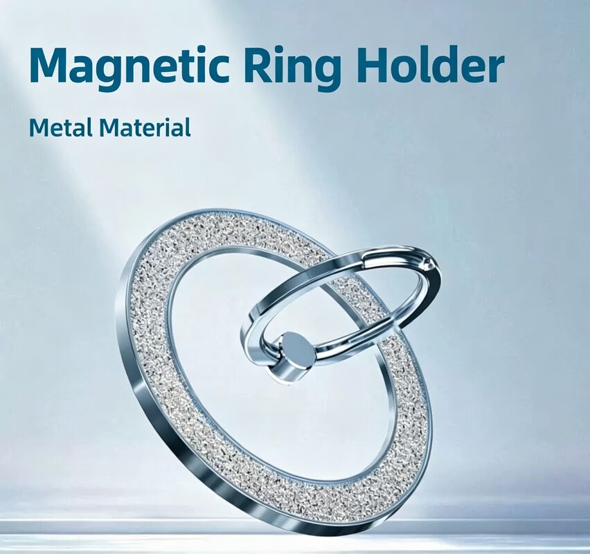 Magnetic Phone Ring Holder & Grip Stand for iPhone 16/15/14/13 Pro Max/Plus Cute Design Blue