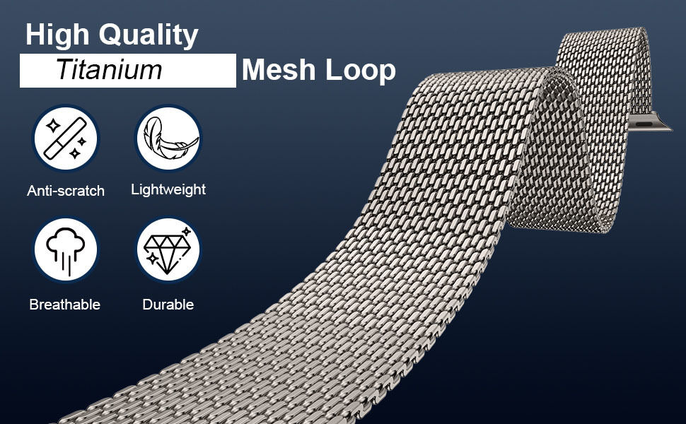 Original Titanium Milanese Mesh Loop for Apple Watch Ultra 2, 49mm Adjustable Wristband for Men