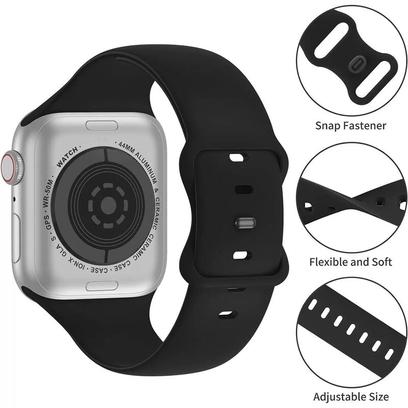 Custom Logo Soft Silicone Watch Strap for Iwatch 49mm Adjustable Soft Sport Strap Designable for Apple Watch Band