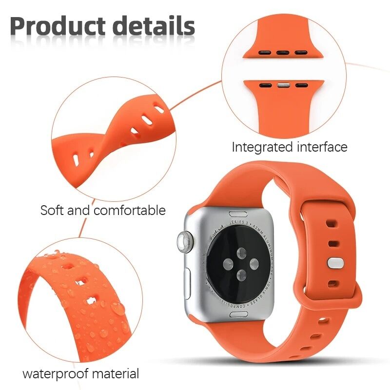 Custom Logo Soft Silicone Watch Strap for Iwatch 49mm Adjustable Soft Sport Strap Designable for Apple Watch Band