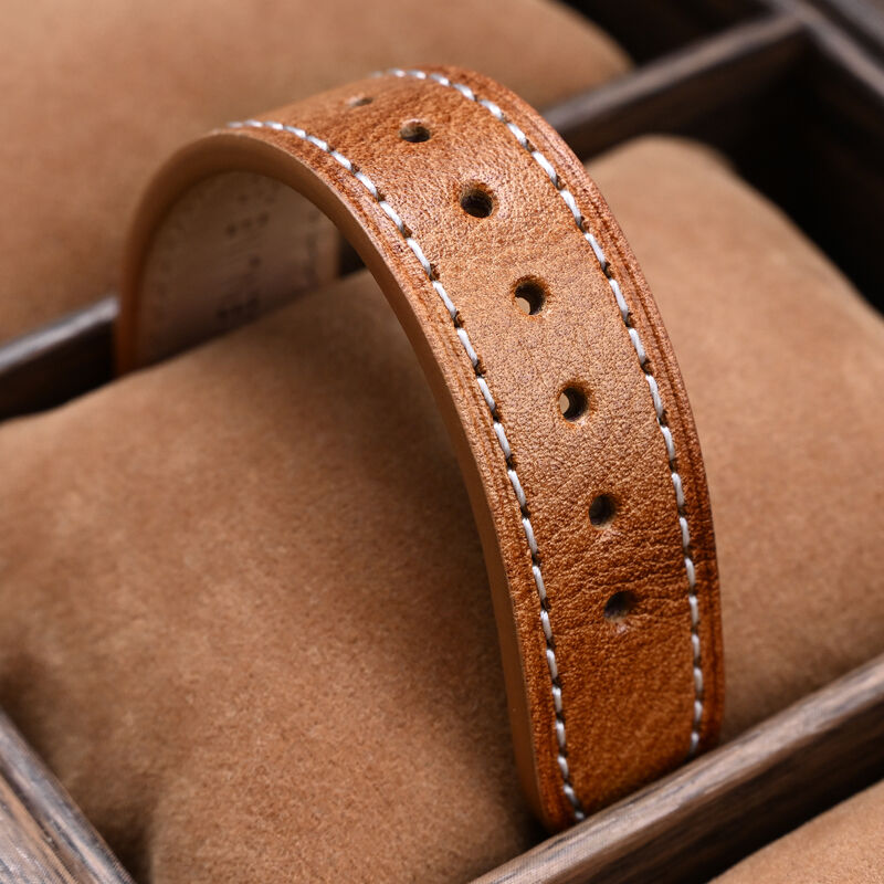 Top Layer Cowhide Vegetable-Tanned Oil Wax Genuine Leather Watch Strap With Connector Calf Leather Watch Bands for Apple
