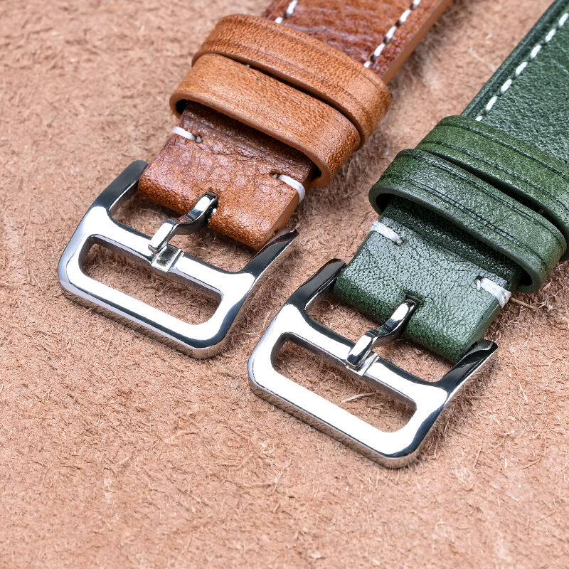 Top Layer Cowhide Vegetable-Tanned Oil Wax Genuine Leather Watch Strap With Connector Calf Leather Watch Bands for Apple