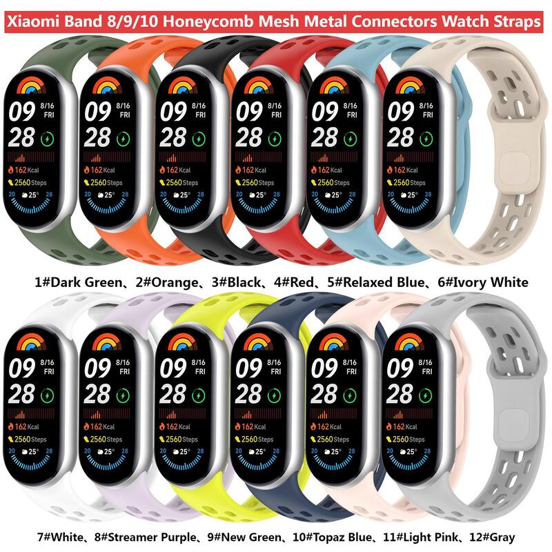 Top Fashion Straps for Xiaomi Mi Band 10 9 8 NFC Accessories Sport Watch Silicone Bracelet Wristband Correa Mi Band 10