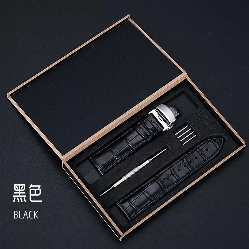 Real Animal Skin Full Grain Leather Watch Band Soft Thin Slim Butterfly Clasp Alloy Buckle 12mm Band Width 18cm Length High