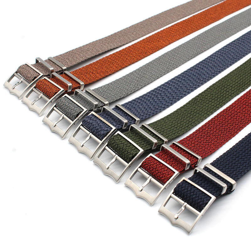 Premium Custom Breathable Adjustable Fashion 2 Tones Woven Perlon Fabric Nylon Watch Band 18/20/22mm Single Pass