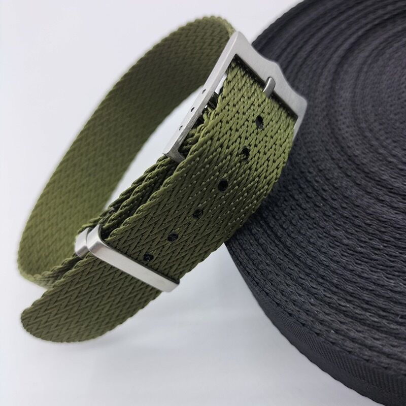 Premium Custom Breathable Adjustable Fashion 2 Tones Woven Perlon Fabric Nylon Watch Band 18/20/22mm Single Pass