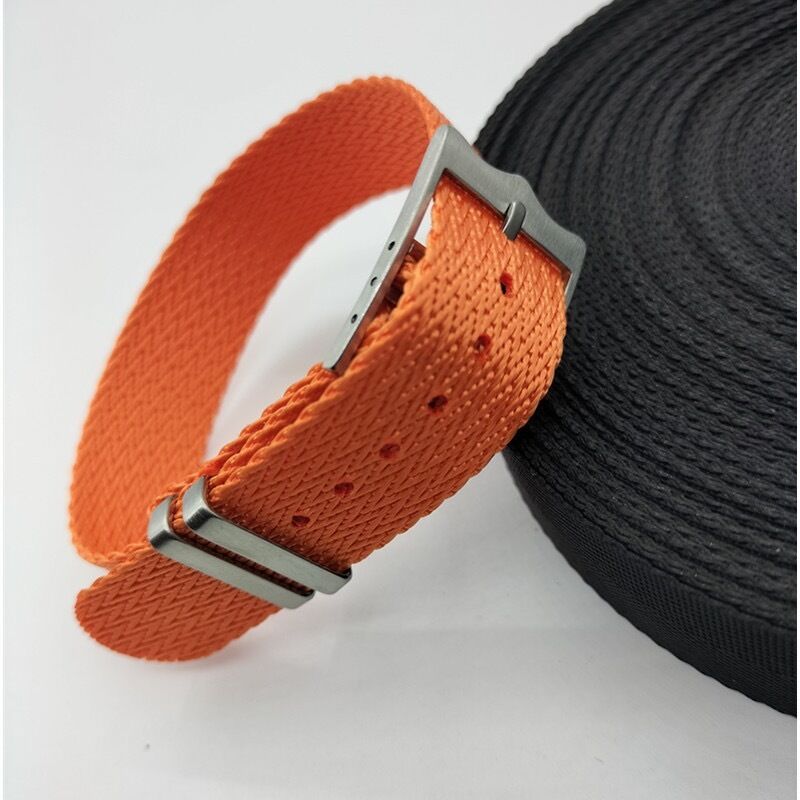 Premium Custom Breathable Adjustable Fashion 2 Tones Woven Perlon Fabric Nylon Watch Band 18/20/22mm Single Pass