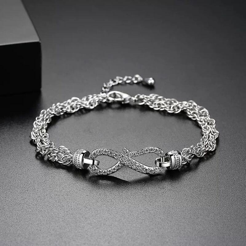 Custom Photo Projection Brass Rope Personality Charm Bracelets Bangles 100 Languages I Love You Picture Customized Infinite 18K