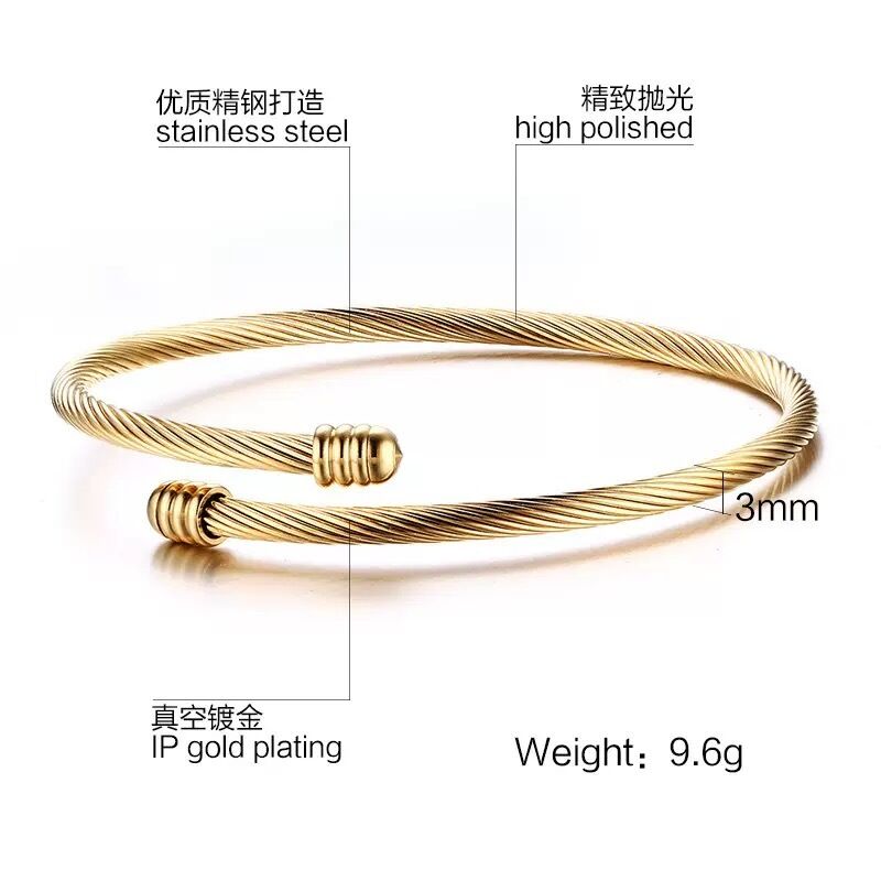 Statement Fashion Minimalist Jewelry Adjustable 18K Gold Plated Zircon Stainless Steel Stacking Tie Knot Cuff Bangle