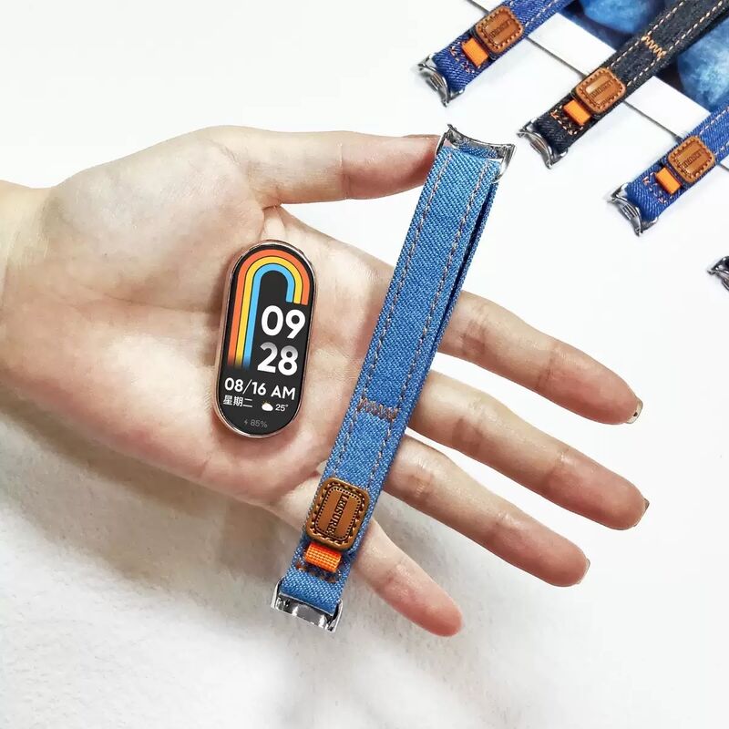 Breathable Replacement Watch Strap for 8/9/10Pro Canvas Denim NFC Loop for Thin Bracelet Design 220mm