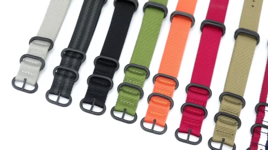 Custom Logo Nylon Striped Watch Strap Luxury Charms Bands for Apple Watch Mens Women 16MM 18MM19MM 20MM 21MM 22MM 23MM 24MM