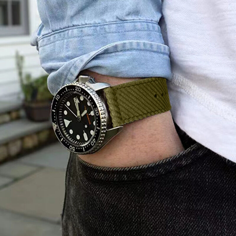 Stock Customized 18mm 20mm 22mm Colorful Corduroy Watch Strap Soft Two Pieces Style Cotton Fabric Watch Band