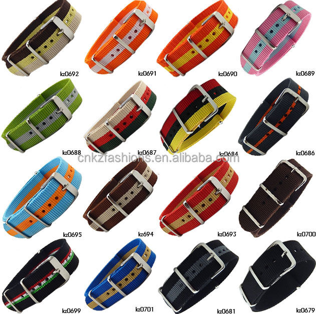 Custom logo 18mm 20mm 22mm 24mm Army Sports Strap Fabric Nylon Watch Straps for James Bond  Watch Bands