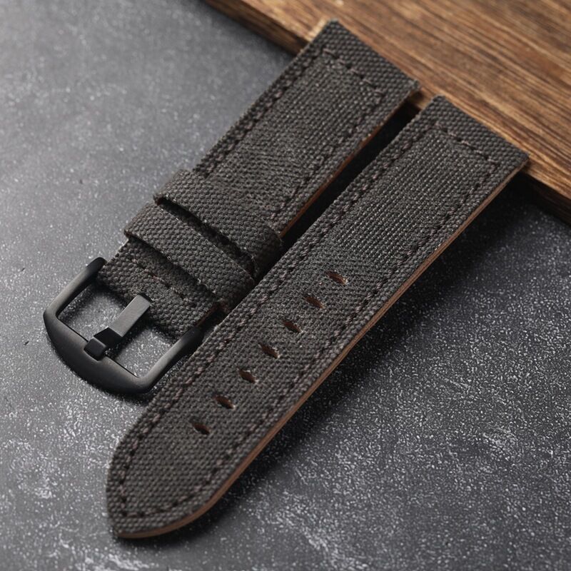 Nylon Canvas 18 20 22 24 26 mm Genuine Leather Watch Band Watch Strap for apple Watches Wholesale