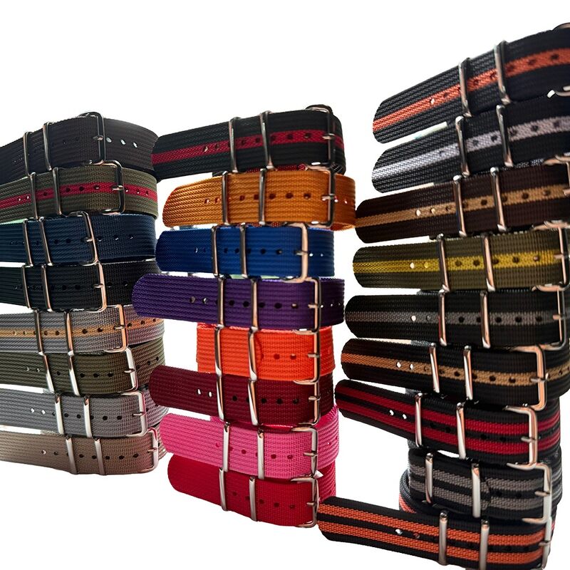 High Quality New Woven Sports Watch Band Breathable 19mm 21mm Premium Ballistic Ribbed Nylon Strap One Piece 18mm Watch Band
