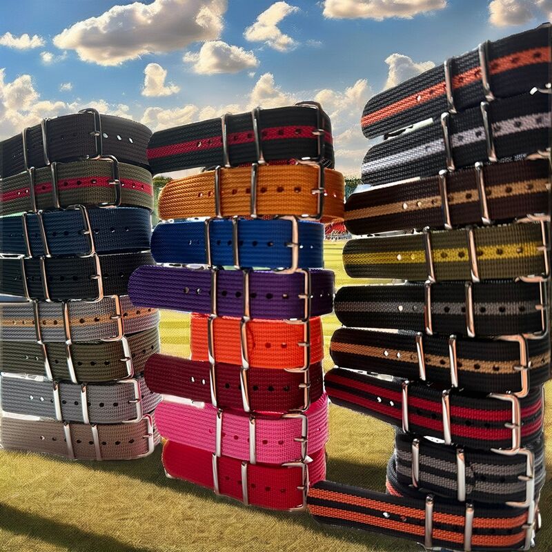 High Quality New Woven Sports Watch Band Breathable 19mm 21mm Premium Ballistic Ribbed Nylon Strap One Piece 18mm Watch Band