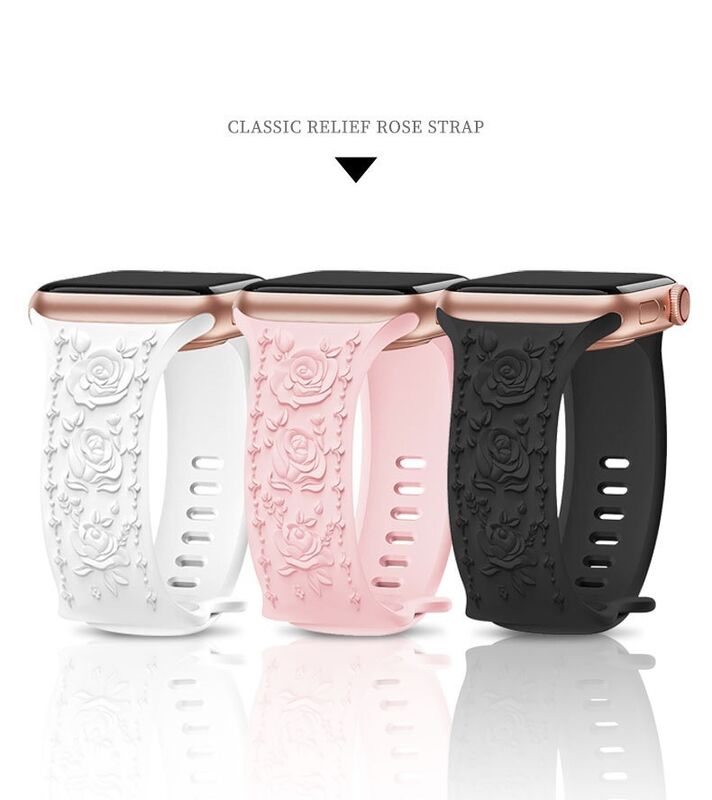 OEM engraved flower Watch Strap Leyi fashion silicone relief Watch Band for Watch Ultra 9 8 7 Sport loop bracelet 45 49mm girly