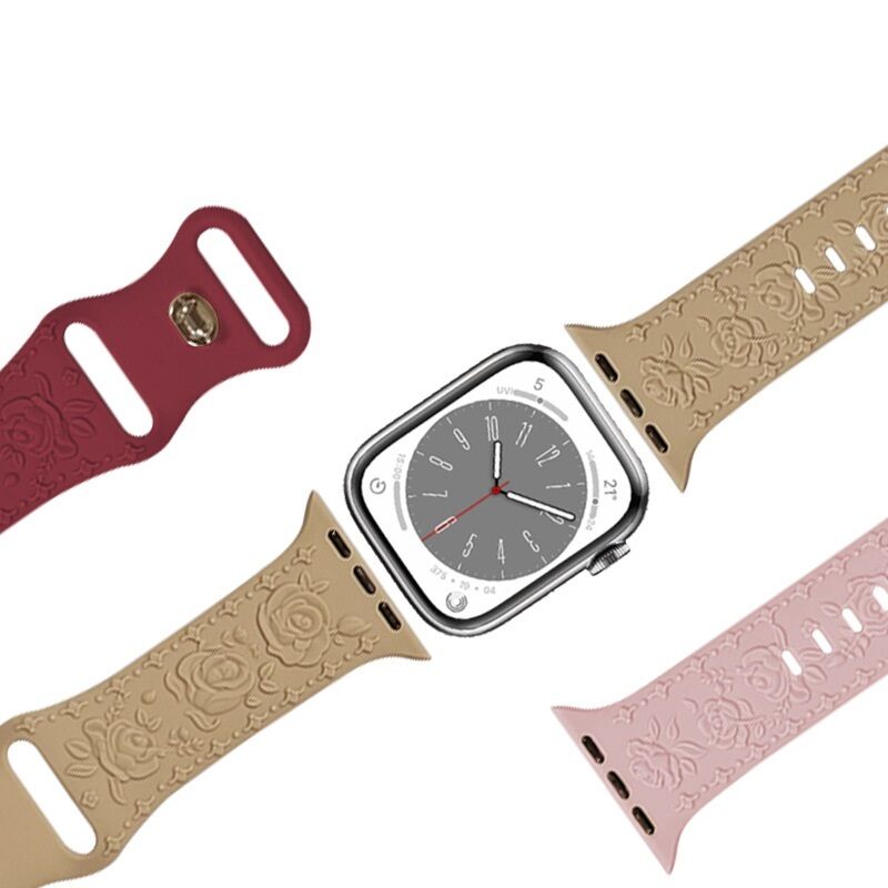 OEM engraved flower Watch Strap Leyi fashion silicone relief Watch Band for Watch Ultra 9 8 7 Sport loop bracelet 45 49mm girly
