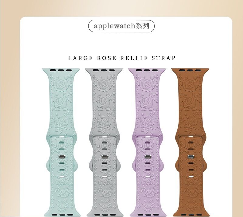 OEM engraved flower Watch Strap Leyi fashion silicone relief Watch Band for Watch Ultra 9 8 7 Sport loop bracelet 45 49mm girly