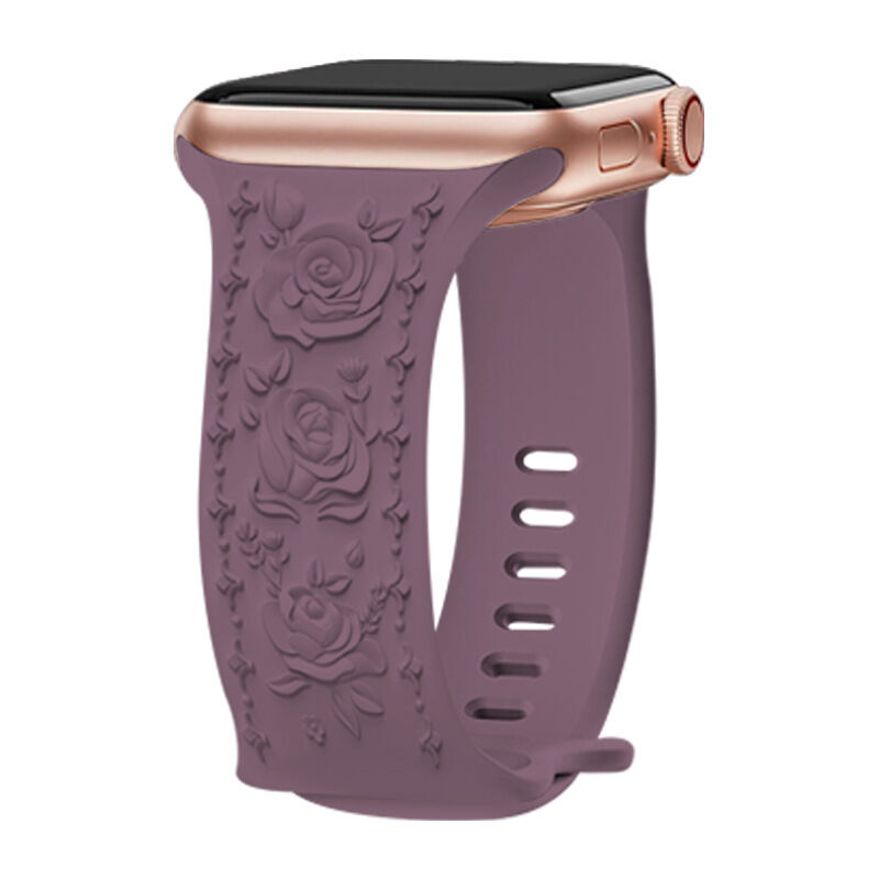 OEM engraved flower Watch Strap Leyi fashion silicone relief Watch Band for Watch Ultra 9 8 7 Sport loop bracelet 45 49mm girly