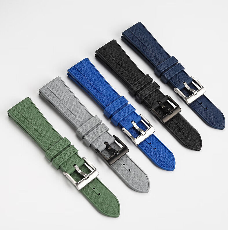 Custom Logo 20mm 22mm FKM Rubber Watch Strap  for Seiko Classic Fluororubber Tropical Wristband Watch Bands