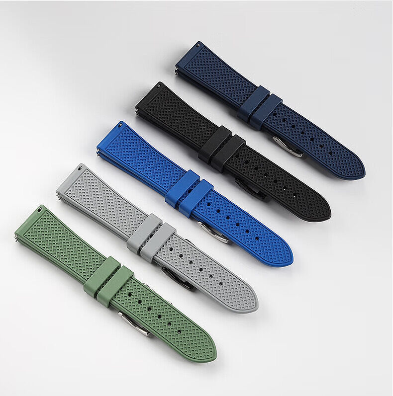 Custom Logo 20mm 22mm FKM Rubber Watch Strap  for Seiko Classic Fluororubber Tropical Wristband Watch Bands