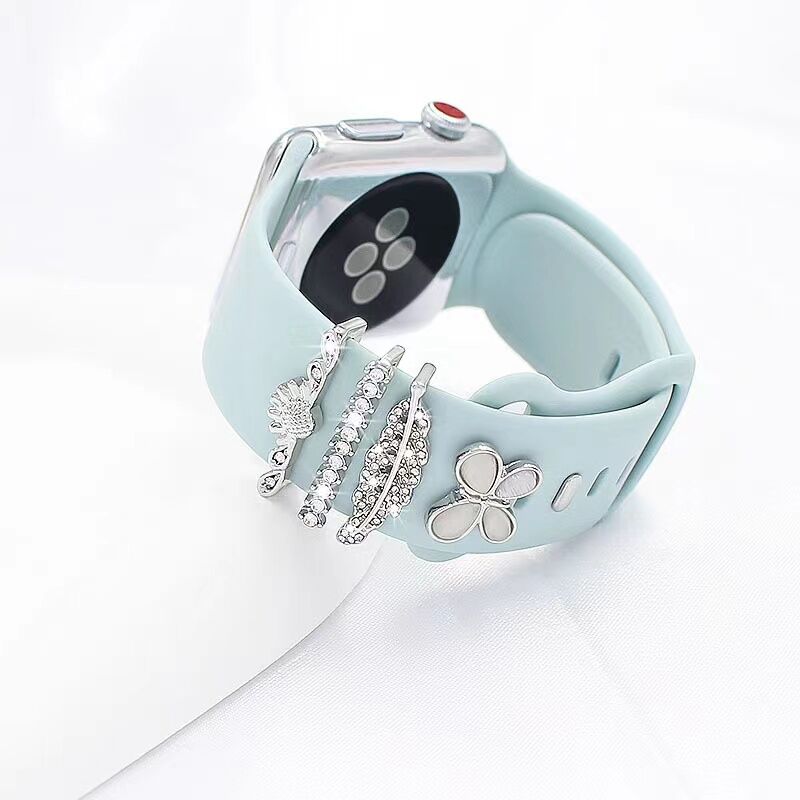 Charms for Smart Watch Bands & Accessories PVC Rubber Watch Decoration Charms for apple Watch Silicone Watchband