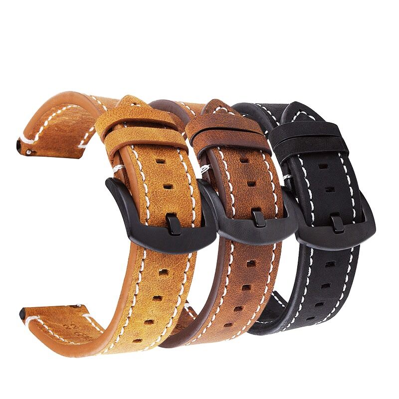 Classic Fashion Genuine Calf Skin Leather Watch Strap 22mm 20mm with Stainless Steel Buckle on Sale Smart Watch Band