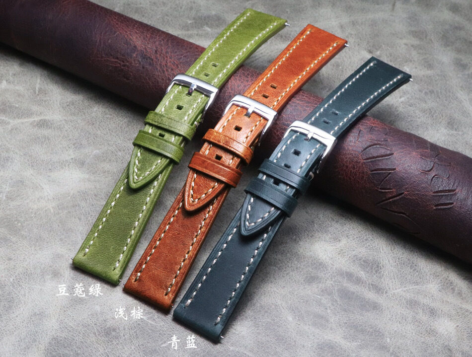 Watch Band Vintage Watch Straps for Oil Wax Calfskin Handmade Leather Onthevel Mens 20mm 22mm 24mm  Black Brown Blue
